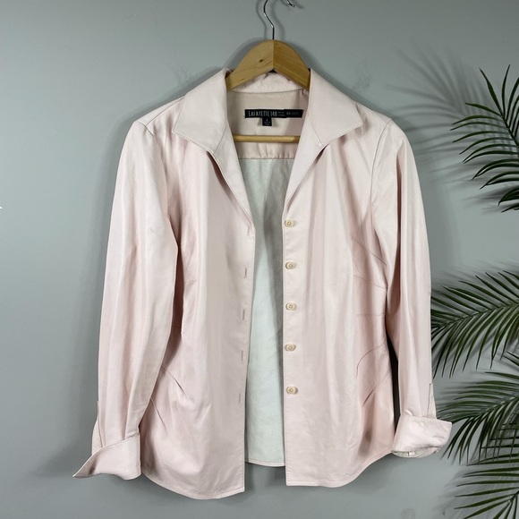 Lafayette 148 Pink Lambskin jacket top - Picture 5 of 10